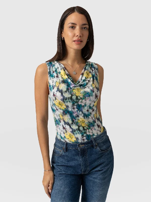 Cowl Neck Cami - Misty Floral