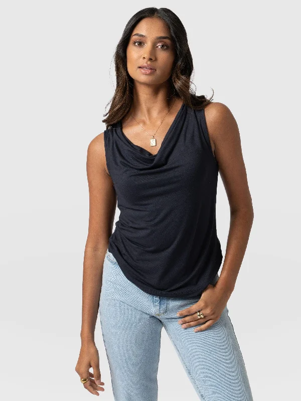 Cowl Neck Cami - Navy