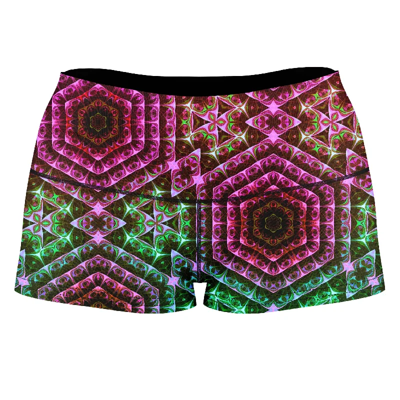 Cracked Mind Contrast High-Waisted Women's Shorts