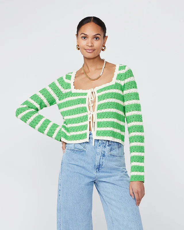 Dionne Green Stripe Knit Cardigan