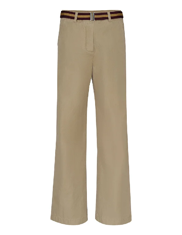 Stone Washed Cotton Chino Straight Pants