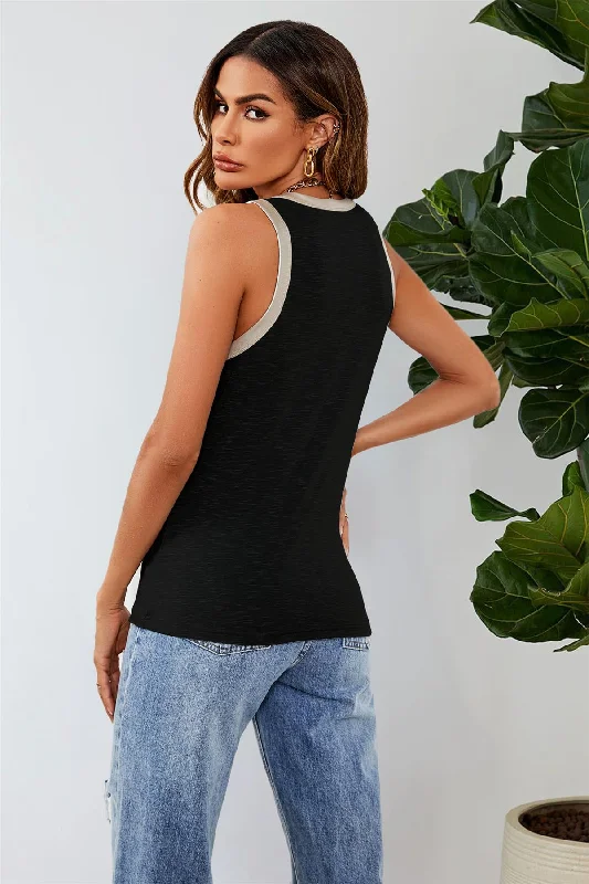 fs-collection-silver-trim-sleeveless-tank-top-in-black