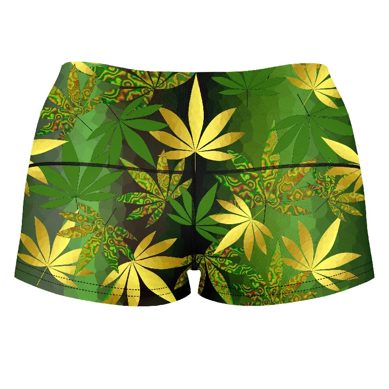 gold-weed-leaves-high-waisted-womens-shorts