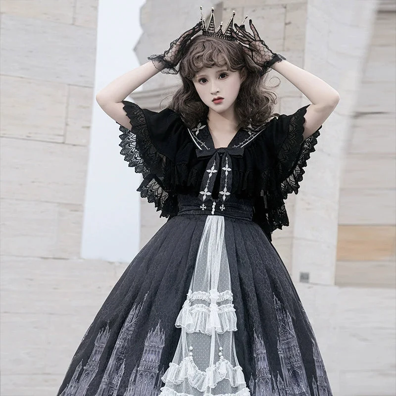 gothic-lolita-jsk-front-open-printed-dress-and-thin-cardigan