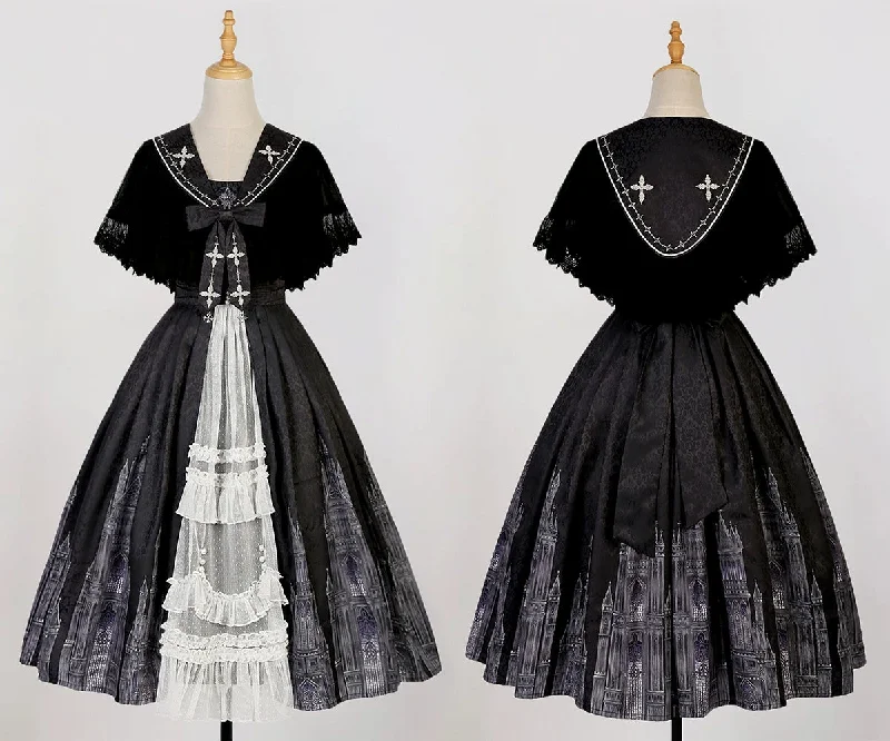 gothic-lolita-jsk-front-open-printed-dress-and-thin-cardigan