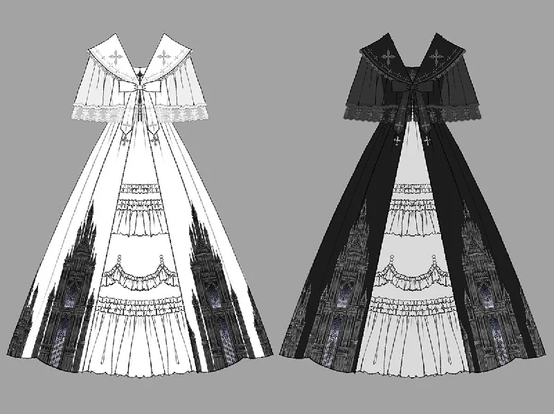 gothic-lolita-jsk-front-open-printed-dress-and-thin-cardigan