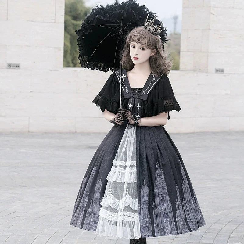 gothic-lolita-jsk-front-open-printed-dress-and-thin-cardigan