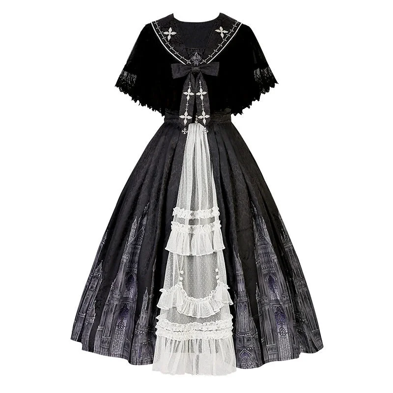 gothic-lolita-jsk-front-open-printed-dress-and-thin-cardigan