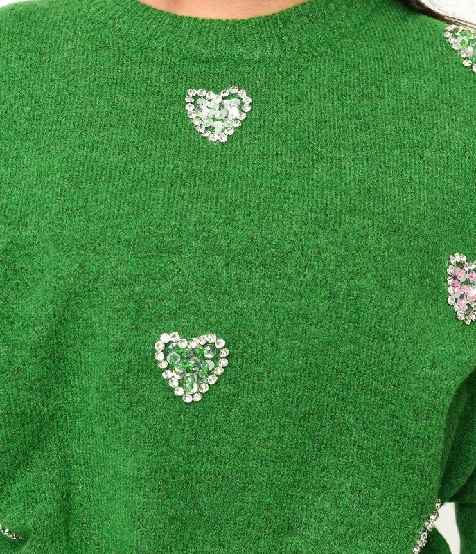 green-rhinestone-hearts-embellished-pullover-sweater