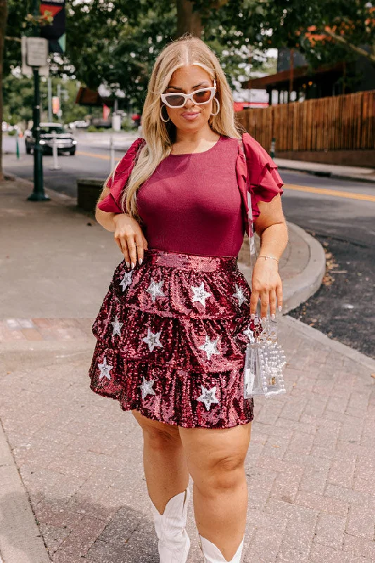 Halftime Happy Hour Bodysuit In Maroon Curves