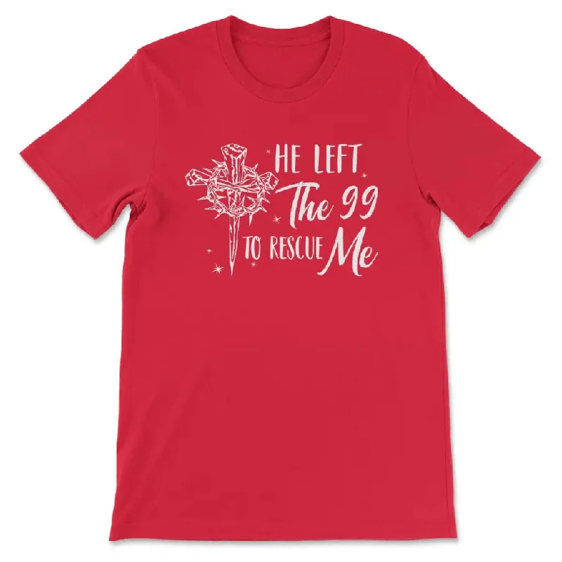 he-left-the-99-to-rescue-me-womens-christian-t-shirt