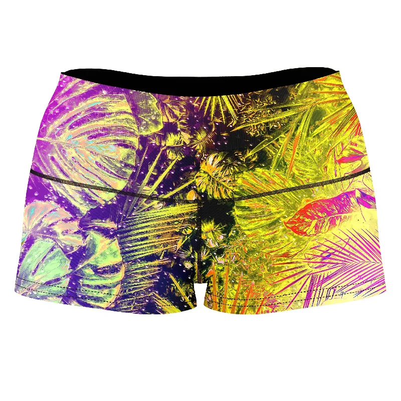 Junglist Rainbow High-Waisted Women's Shorts