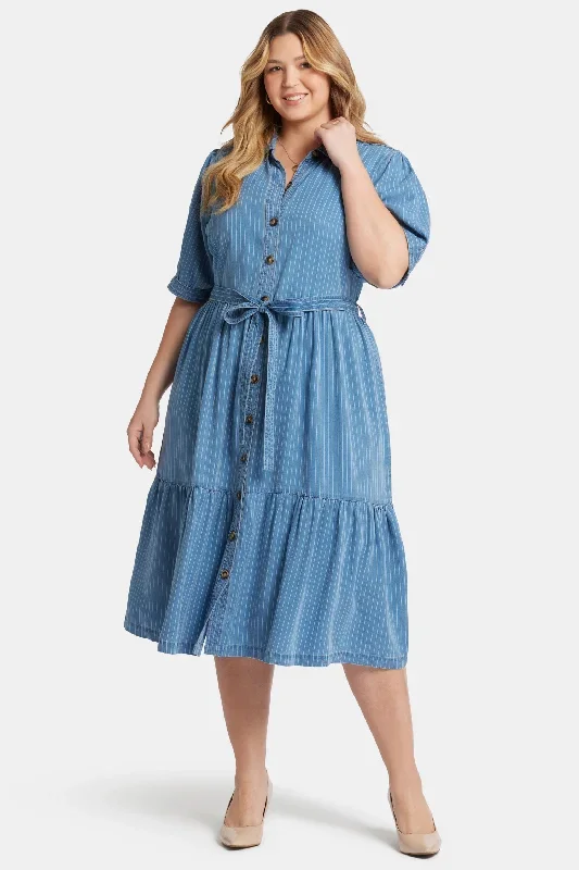 Kate Ruffle Dress In Plus Size - Light Marine