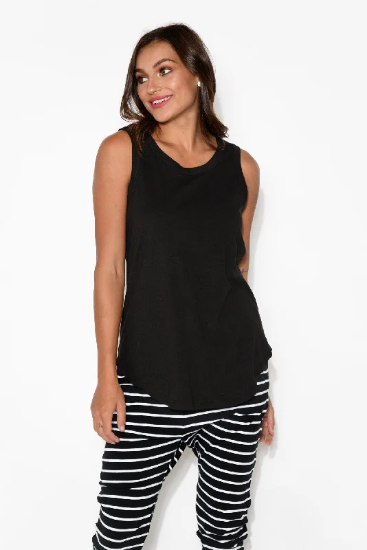 Keira Black Cotton Tank