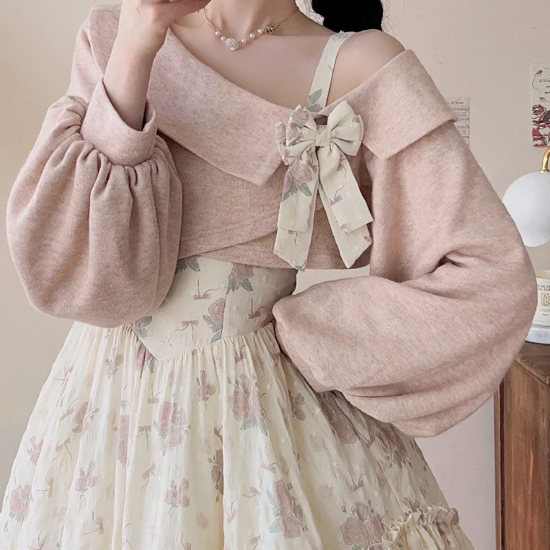 KuMa Lolita～Twilight Rose~Sweet Lolita Dress Sweater and JSK