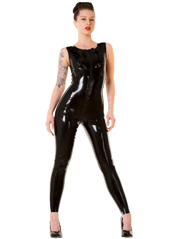 Latex Sleeveless Round Neck Catsuit