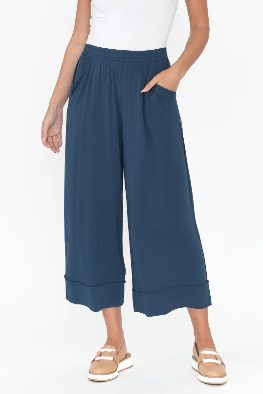 Lena Deep Blue Micro Modal Resort Pants