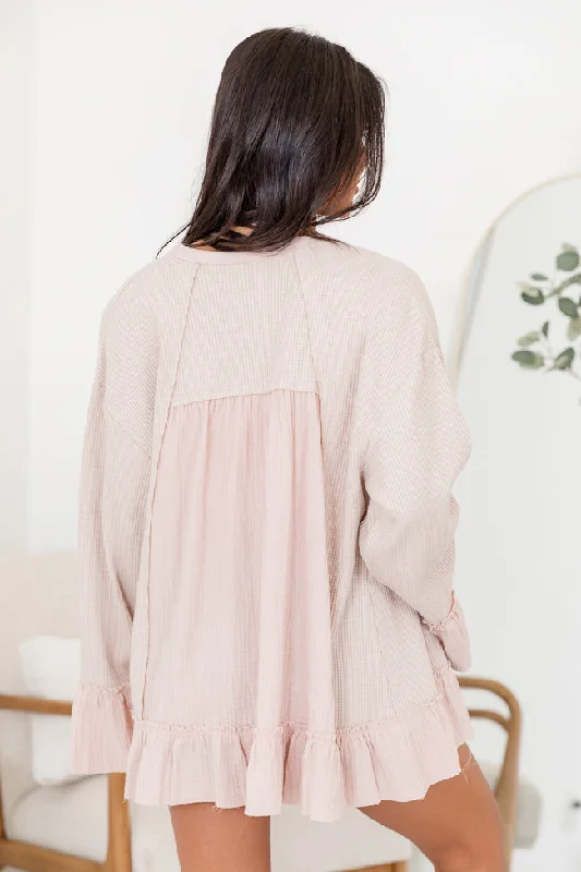 lets-get-away-taupe-waffle-ruffle-hem-cardigan