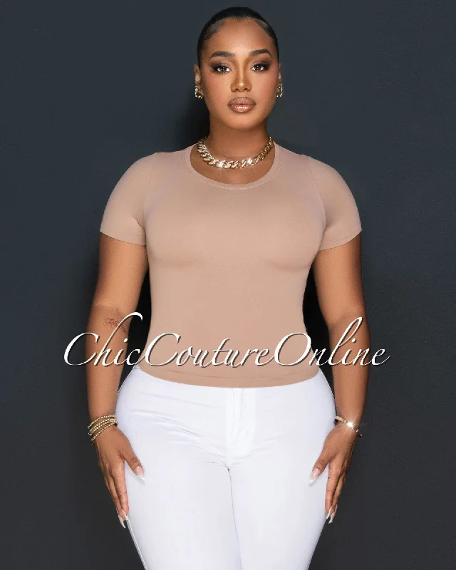 Lona Nude Round Neck Crop Top