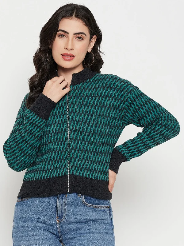 Madame Printed Emerald Green Sweater