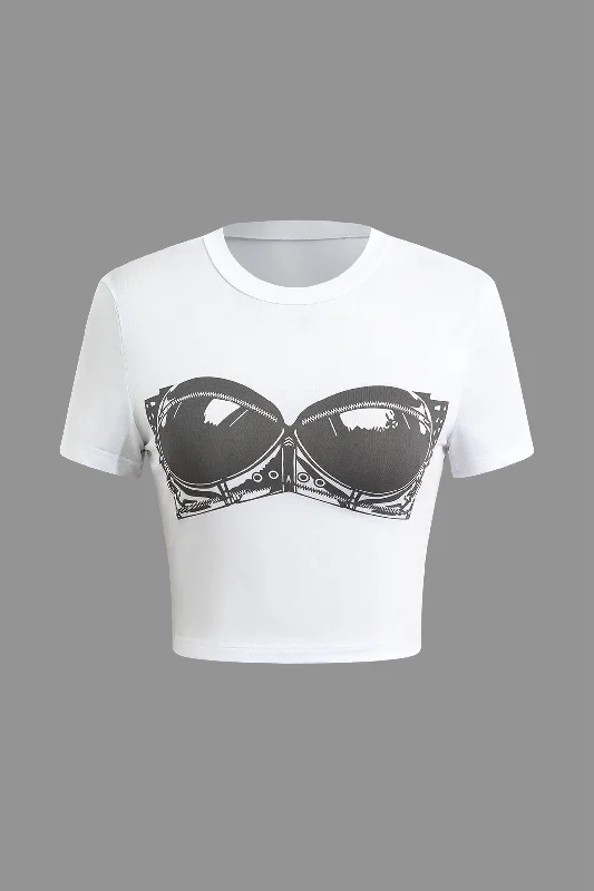 Graphic Bra Print Crop T-shirt