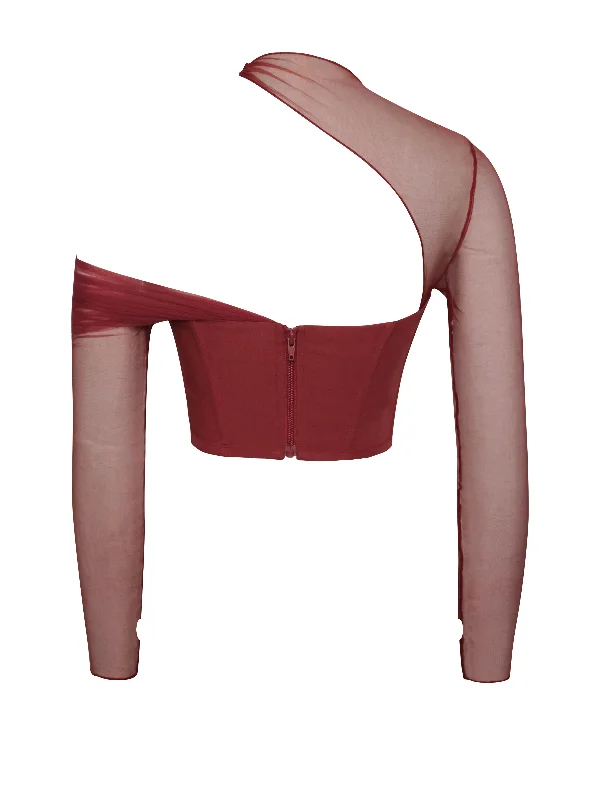 miah-burgundy-stretch-mesh-sleeve-corset-top