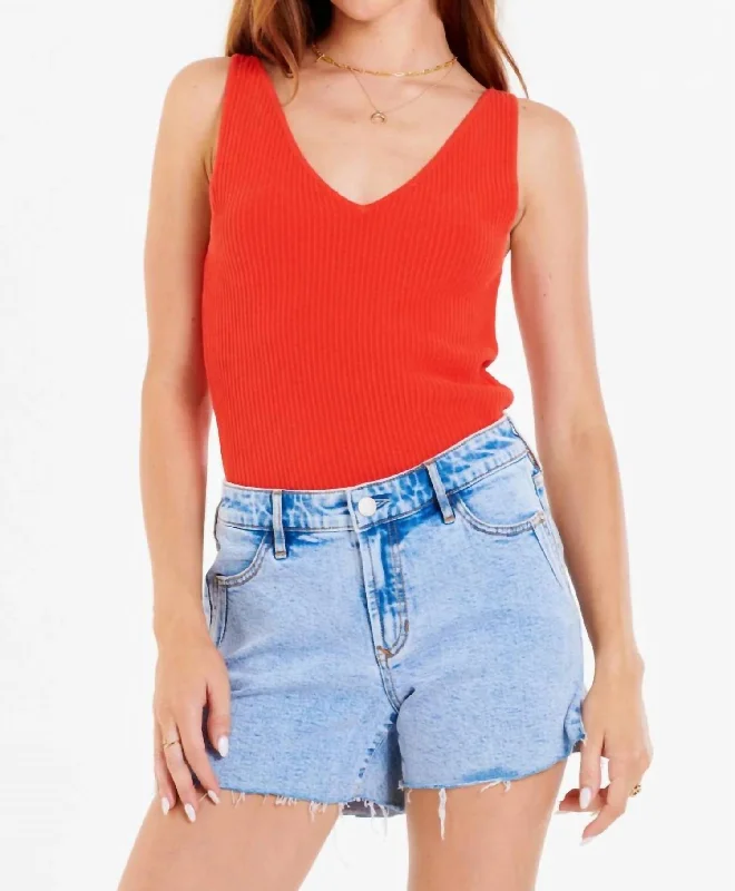 Noa V-Neck Sweater Tank In Watermelon