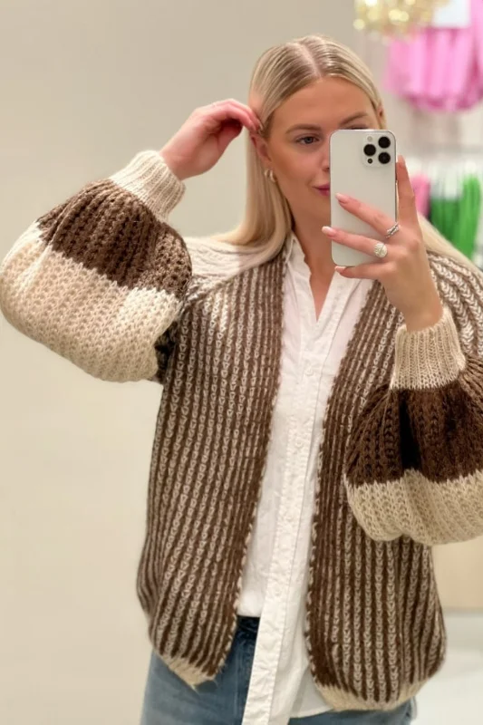   Knit Cardigan - Beige Brown