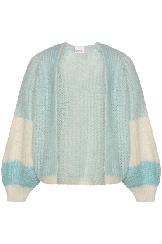   Knit Cardigan - White/Light Blue