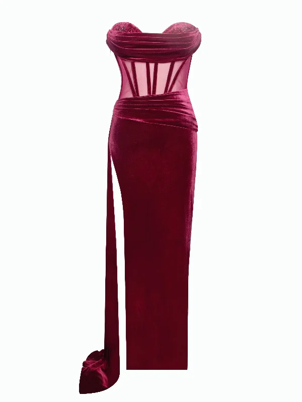 octavia-burgundy-draping-crystal-corset-high-slit-velvet-gown