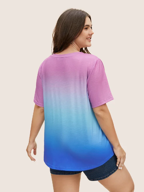 ombre-contrast-patched-pocket-t-shirt