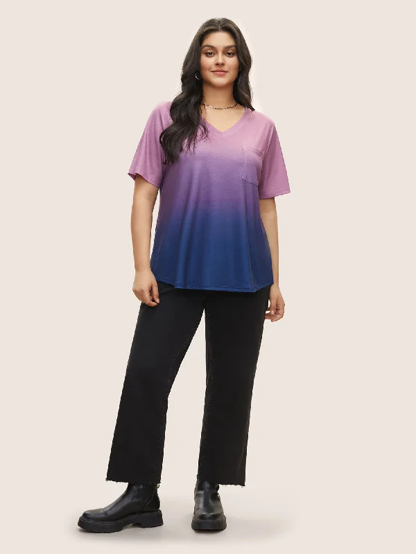 ombre-contrast-patched-pocket-t-shirt