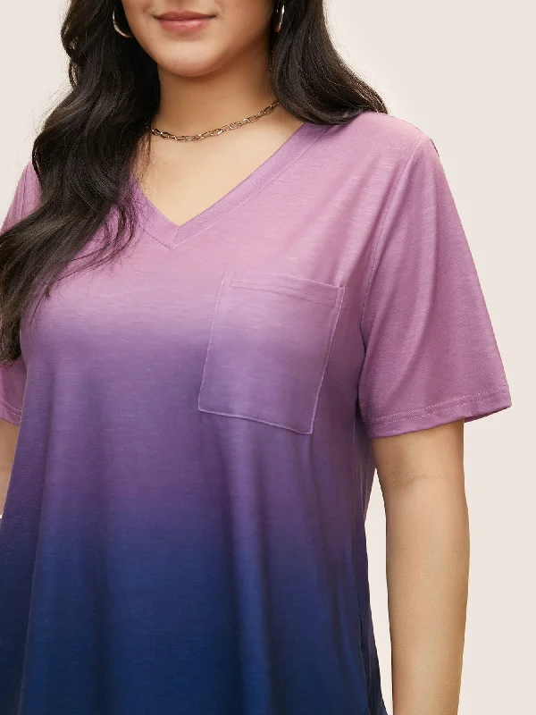 ombre-contrast-patched-pocket-t-shirt