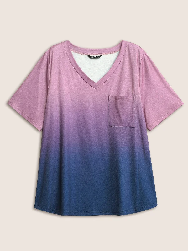 ombre-contrast-patched-pocket-t-shirt