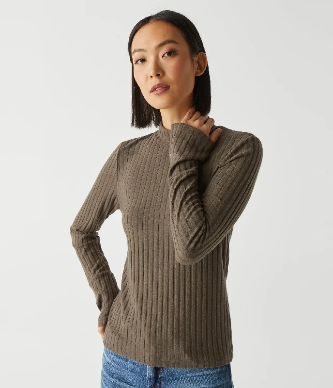 Opal Ribbed Mock Neck Top