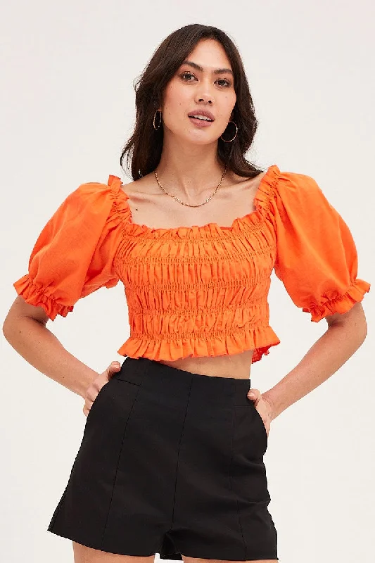 orange-crop-top-short-sleeve-shirred-wc1045a-47wb