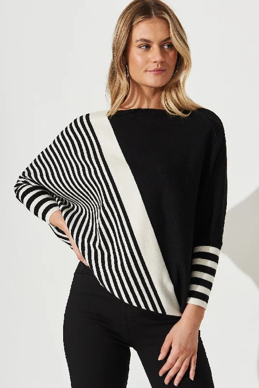 Orphelia Knit In Black And Cream Stripe