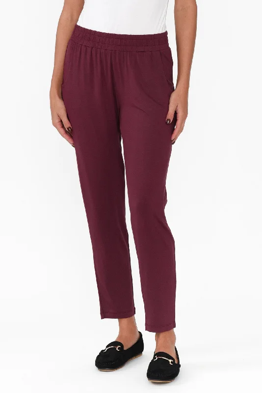 Percy Burgundy Bamboo Pocket Pants