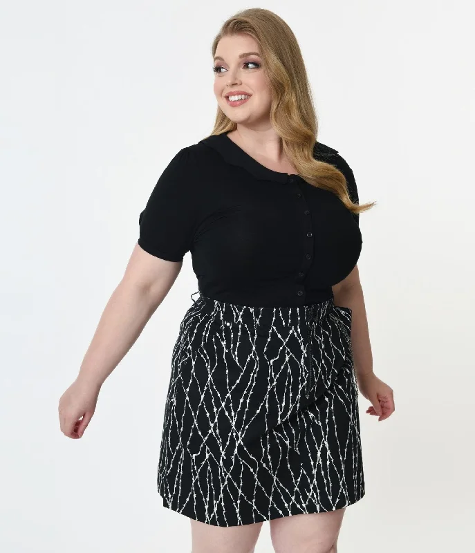 Plus Size Bat Collar Blouse