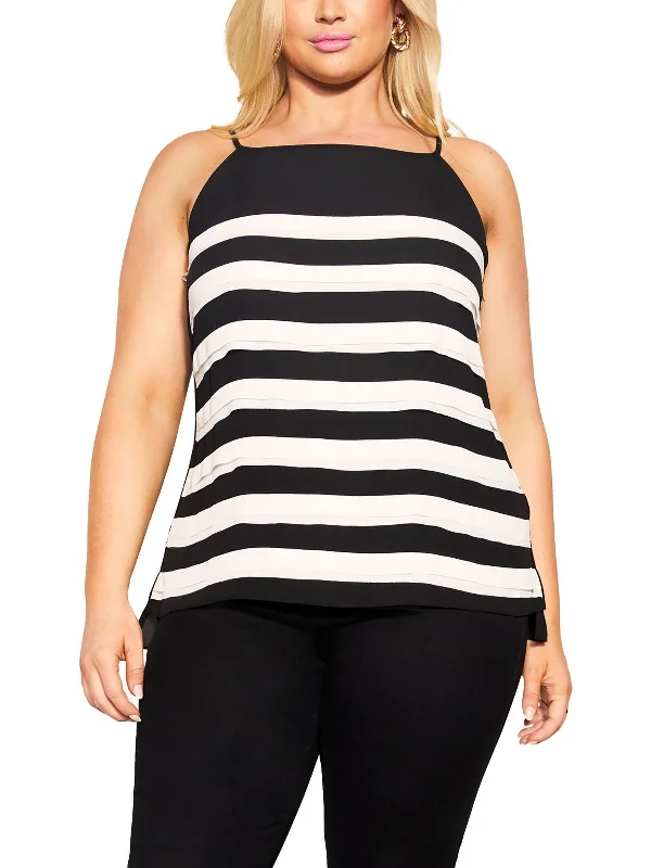 Plus Womens Striped Shell Tank Top