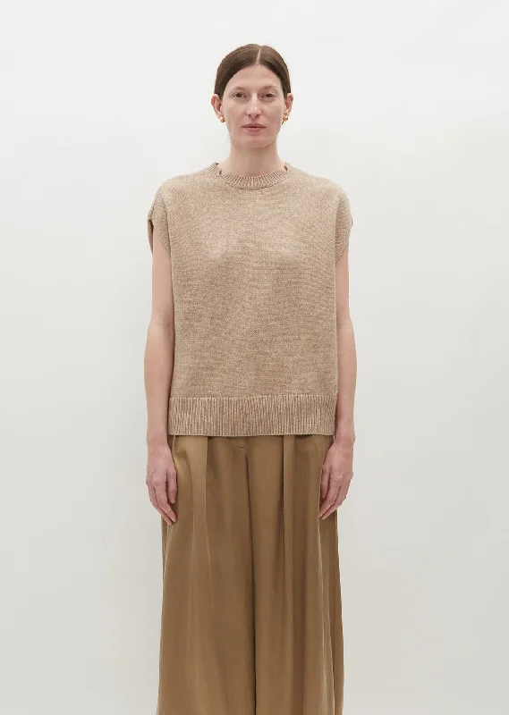 Sagar Short Sleeve Sweater — Beige Melange