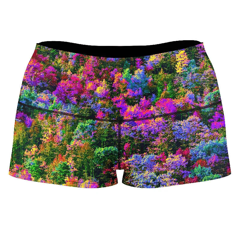 Psychedelic Forest High-Waisted Women's Shorts