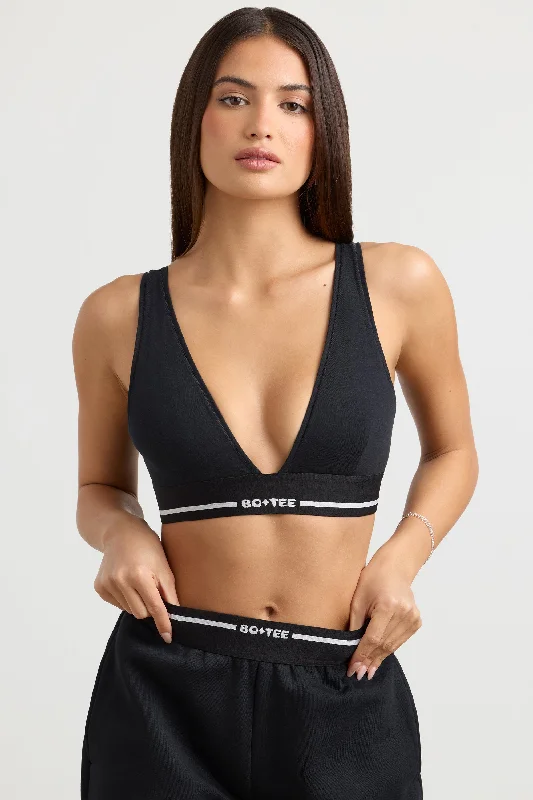 Recreation - Plunge-Neck Crop Top in Black