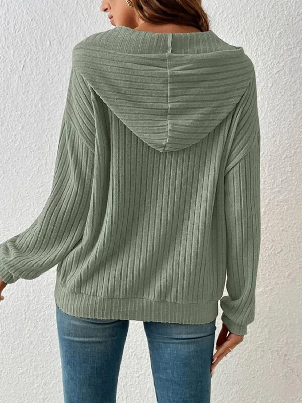 ribbed-dropped-shoulder-drawstring-hoodie