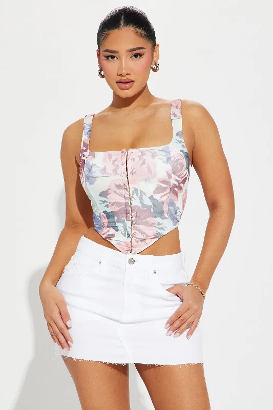 Rosie Mesh Corset Top - Ivory/combo