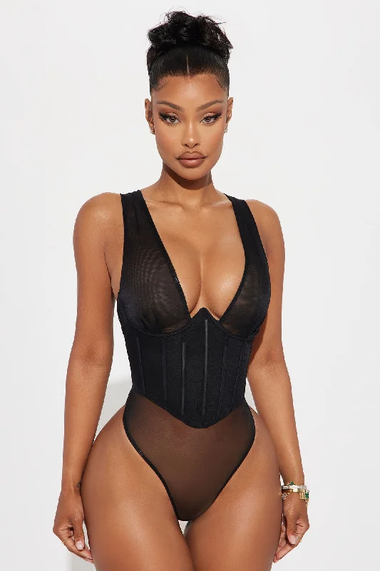 Safiya Mesh Bodysuit - Black