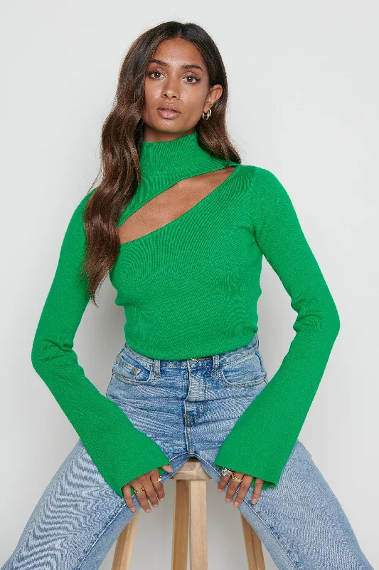 Shani Cut Out Knit Top - Bright Emerald