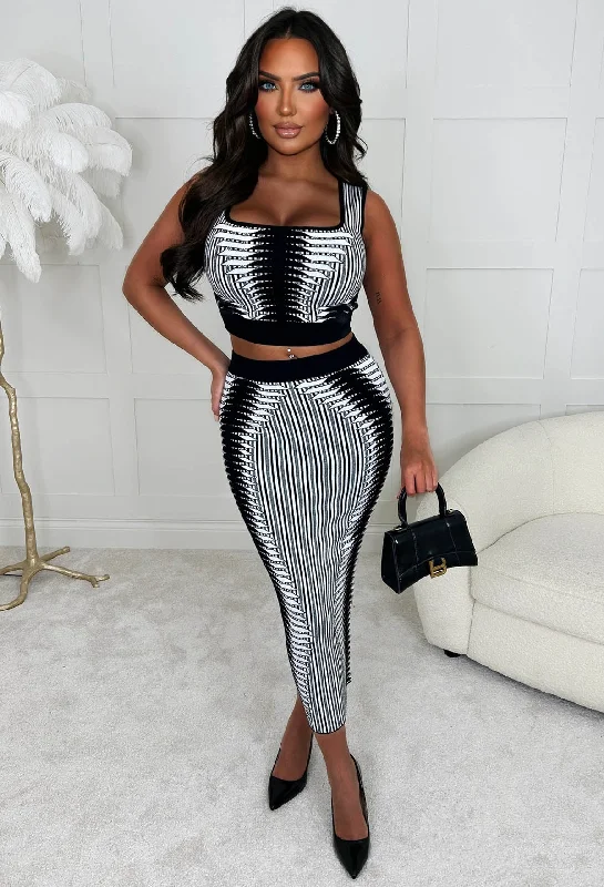 Shape Of You Monochrome Body Sculpt Illusion Knitted Midi Co-Ord Set