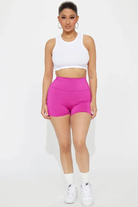 Shiny Thoughts Biker Short - Fuchsia