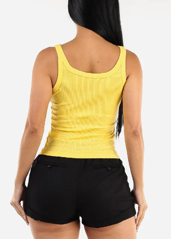 sleeveless-scoop-neck-ribbed-tank-top-yellow-74998yllw